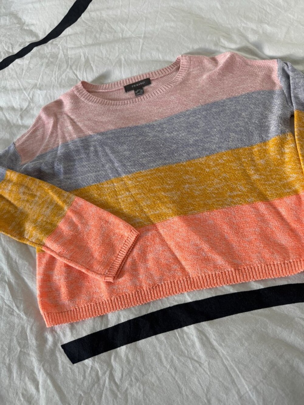 EUC Primark Colorblock Striped Cropped Sweater Sz 2XS - Picture 2 of 6